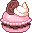 strawberry macaron with chocolate cream and dark chocolate candy