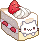 nyanko cat in a slice of strawberry shortcake