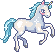 white unicorn with a pastel blue mane and tail