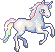 white unicorn with a pastel rainbow mane and tail