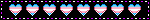 a line of animated hearts in the transgender pride colors.
