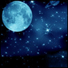 full moon and stars.