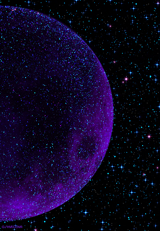glittering purple planet against starscape