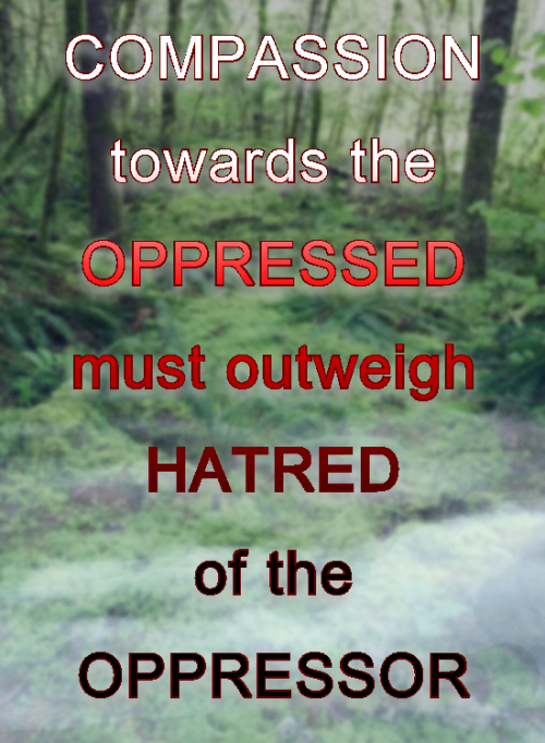 compassion towards the oppressed must outweigh hatred of the oppressor.