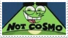 cosmo from fairly oddparents grinning while turned into a green lamp that says in black text 'not cosmo' on the lampshade