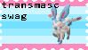 the transmasc pride flag behind a picture of a shiny sylveon and black text that reads 'transmasc swag'